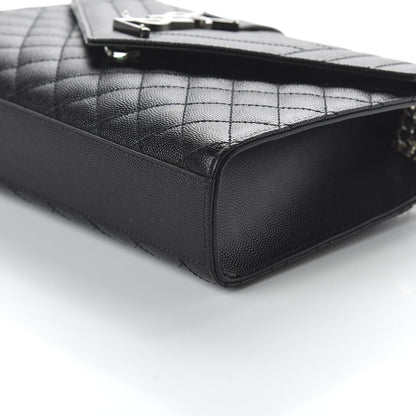 Saint Laurent Grain De Poudre Textured Mixed Matelasse Triquilt Medium Monogram Satchel Black 7 of 9
