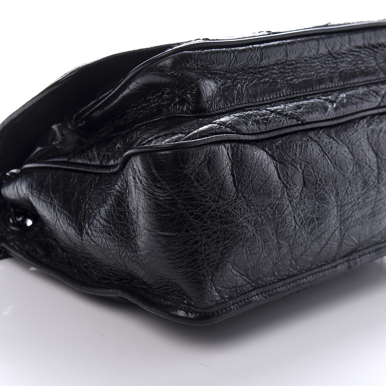 Saint Laurent Crinkled Calfskin Matelasse Monogram Medium Niki Chain Satchel Black 8 of 10