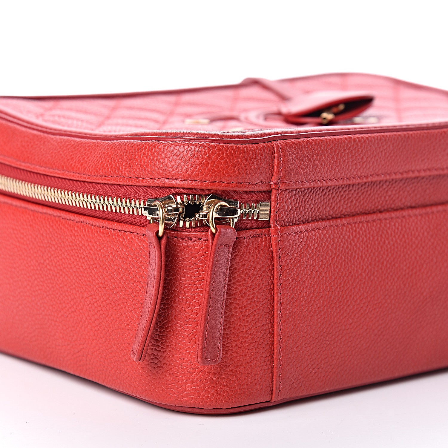 Chanel Caviar Quilted Large CC Filigree Vanity Case Red 9 of 10