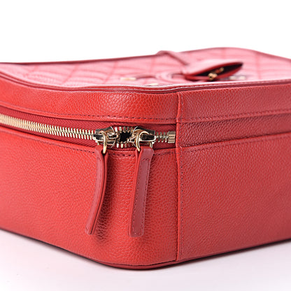 Chanel Caviar Quilted Large CC Filigree Vanity Case Red 9 of 10