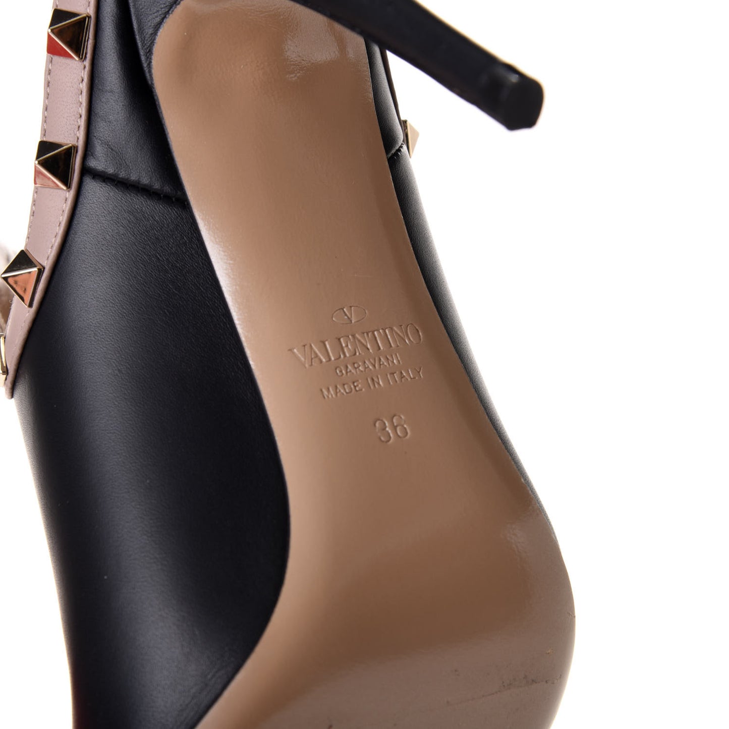 Calfskin Rockstud Open Back Ankle Booties 36 Black Poudre