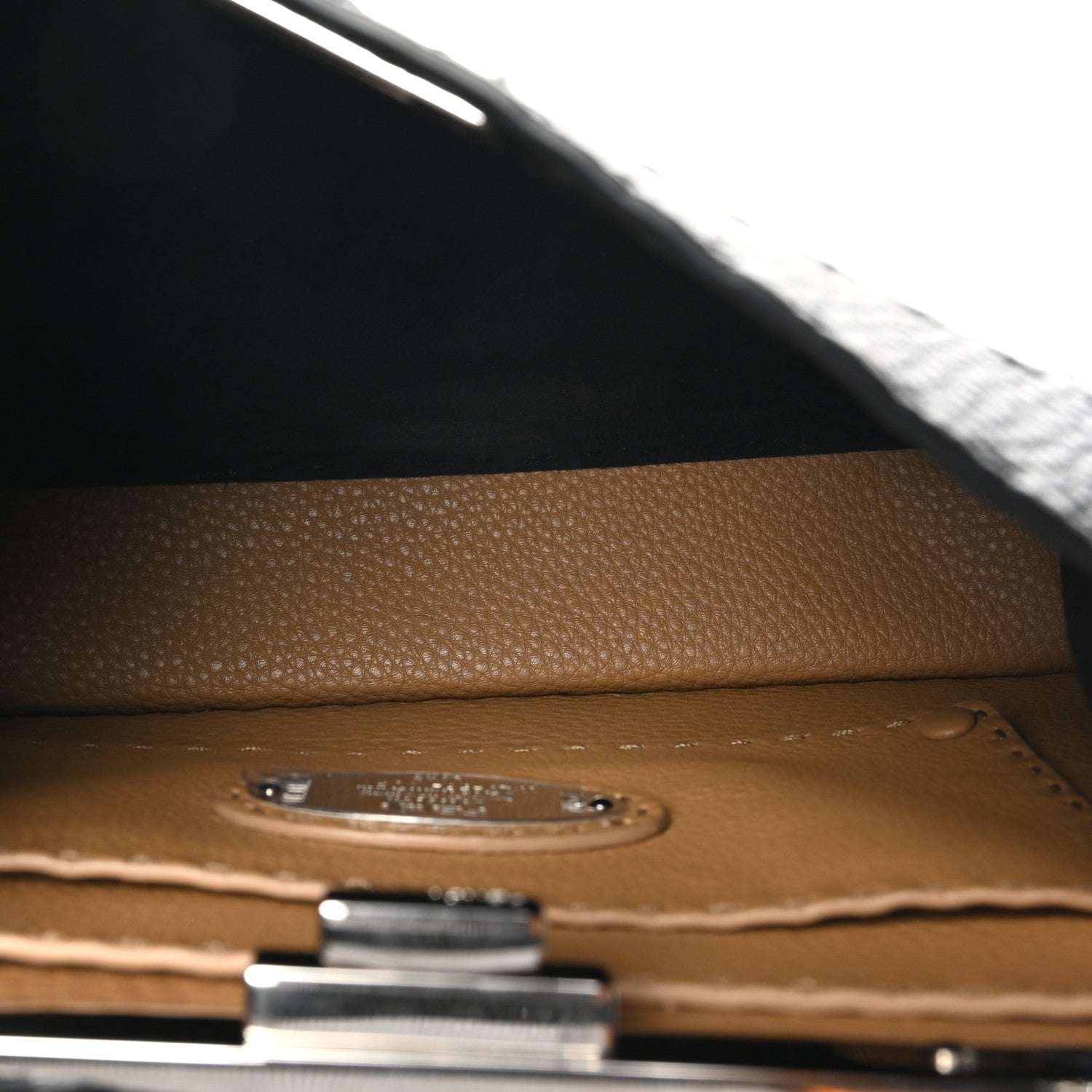 Fendi Cuoio Romano Selleria Chamois Medium Peekaboo I SEE U Satchel Black Camel Sunflower 6 of 11