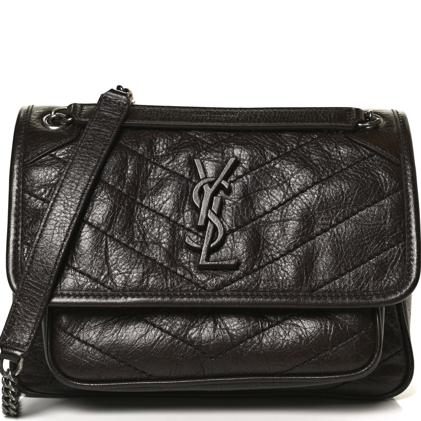 Crinkled Calfskin Matelasse Monogram Baby Niki Chain Satchel Tulip
