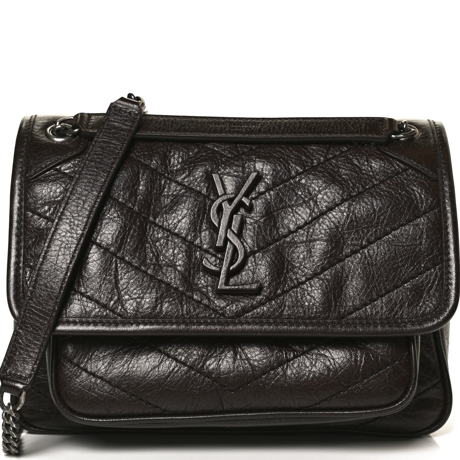 Saint Laurent Crinkled Calfskin Matelasse Monogram Baby Niki Chain Satchel Tulip 9 of 11