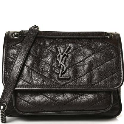 Saint Laurent Crinkled Calfskin Matelasse Monogram Baby Niki Chain Satchel Tulip 9 of 11