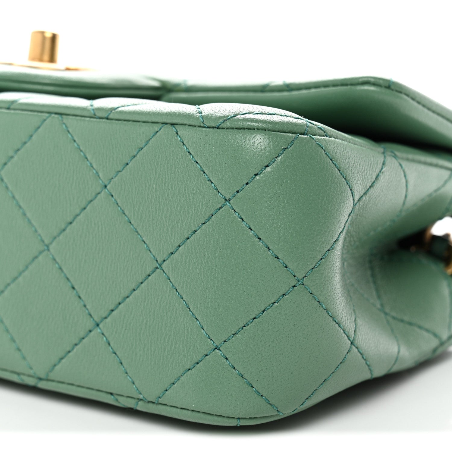 Chanel Lambskin Quilted Mini Rectangular Pearl Crush Flap Dark Green 10 of 11