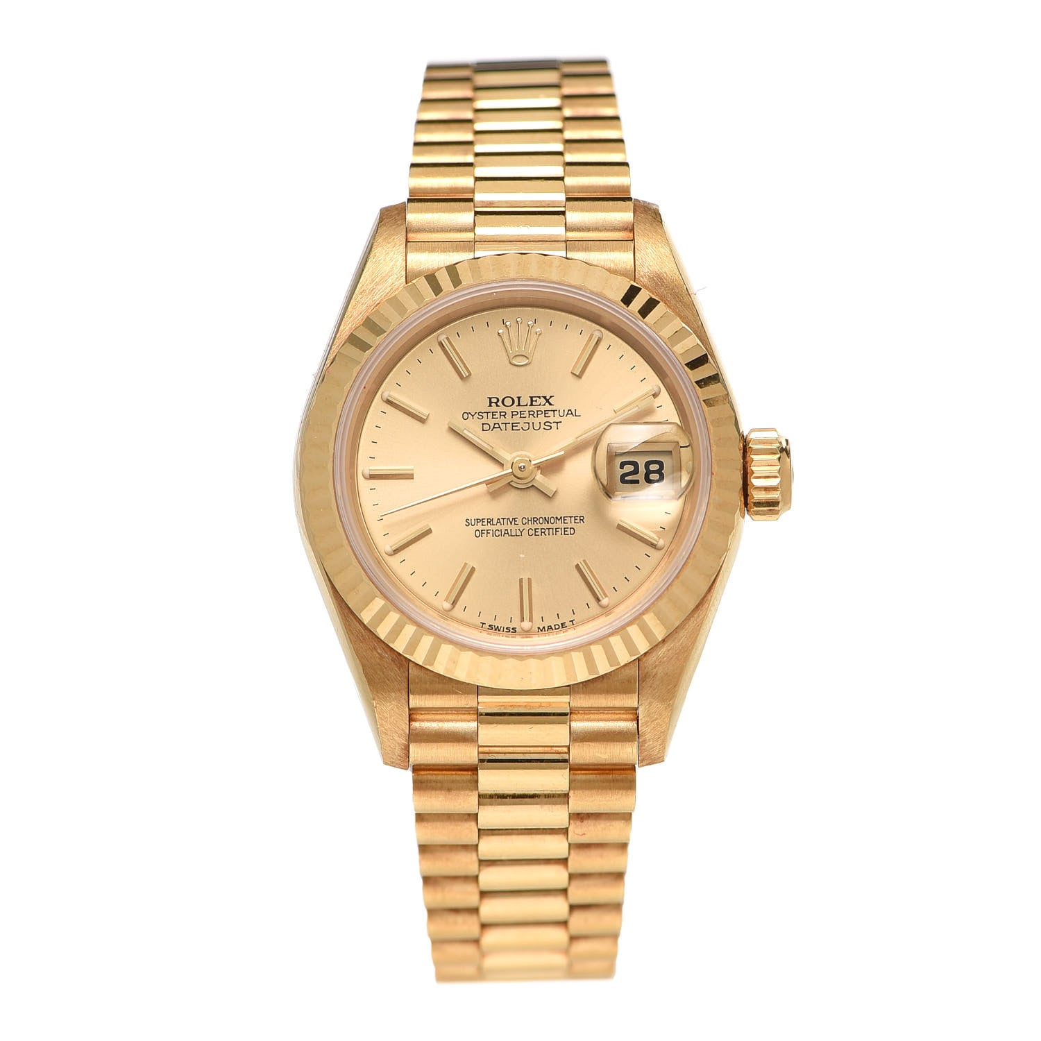 Rolex 18K Yellow Gold 26mm Oyster Perpetual Datejust President Watch Champagne 69178 1 of 6