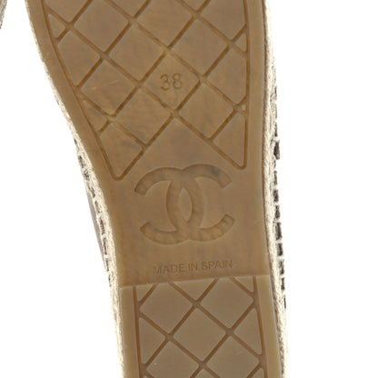 Chanel Velvet Logo Espadrilles 38 Beige Black 6 of 9