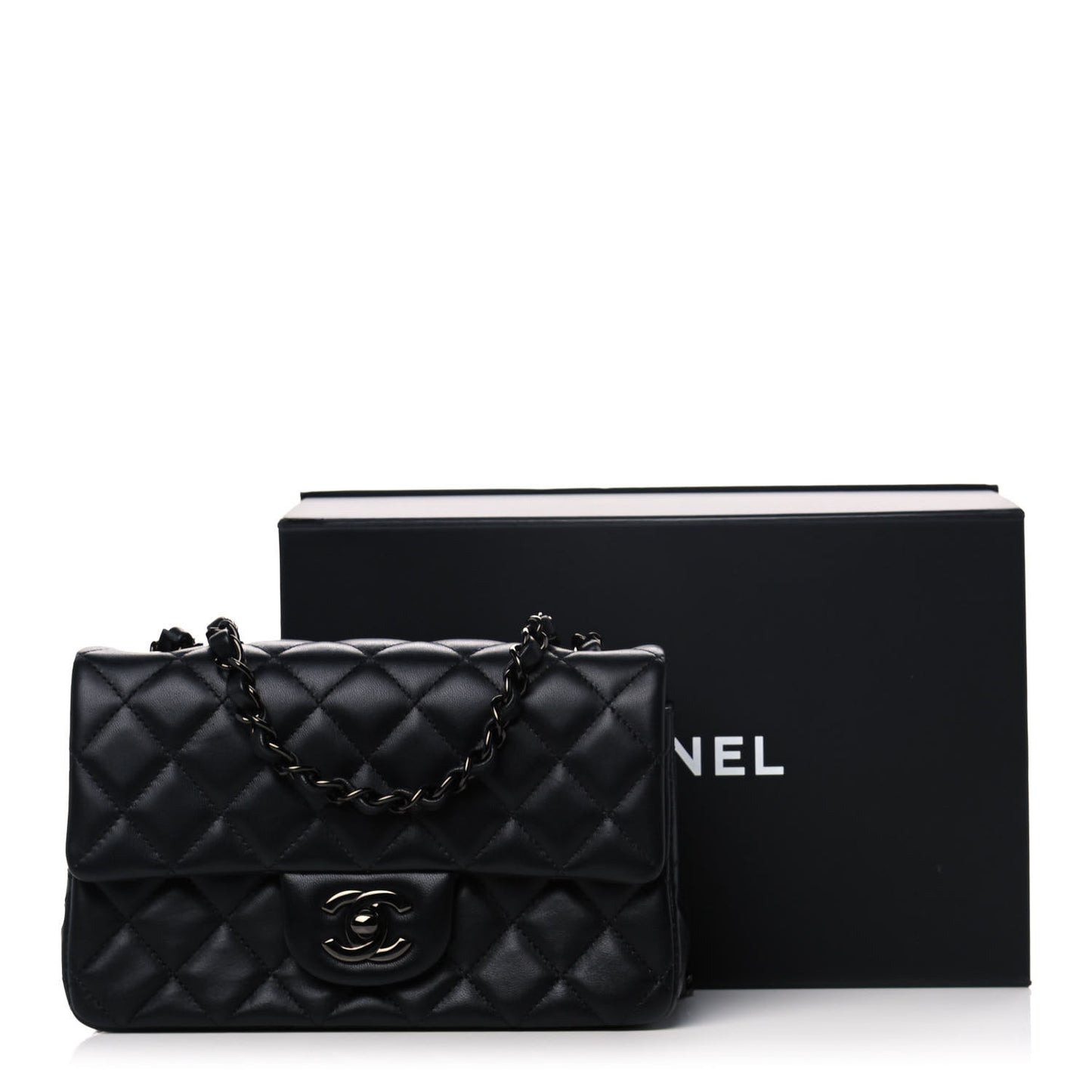 Lambskin Quilted Mini Rectangular Flap So Black