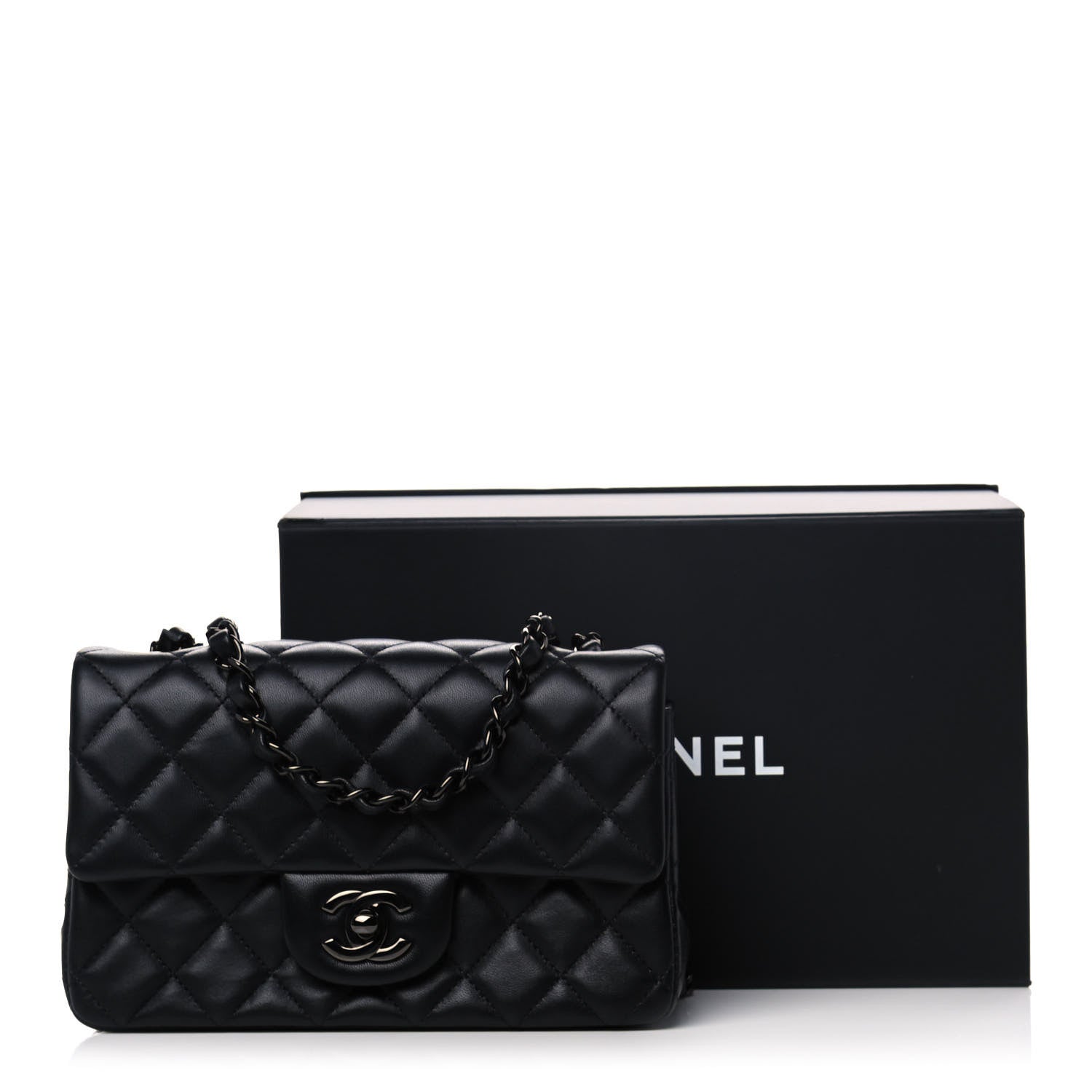 Chanel Lambskin Quilted Mini Rectangular Flap So Black 13 of 13