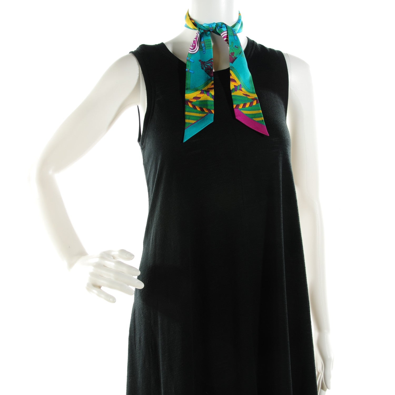 Hermes Silk Grande Tenue Twilly Rose Vif Vert Jaune D' Or 2 of 5