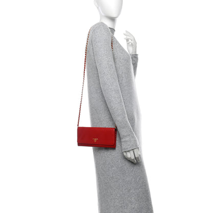 Prada Saffiano Wallet on Chain Fuoco 2 of 11