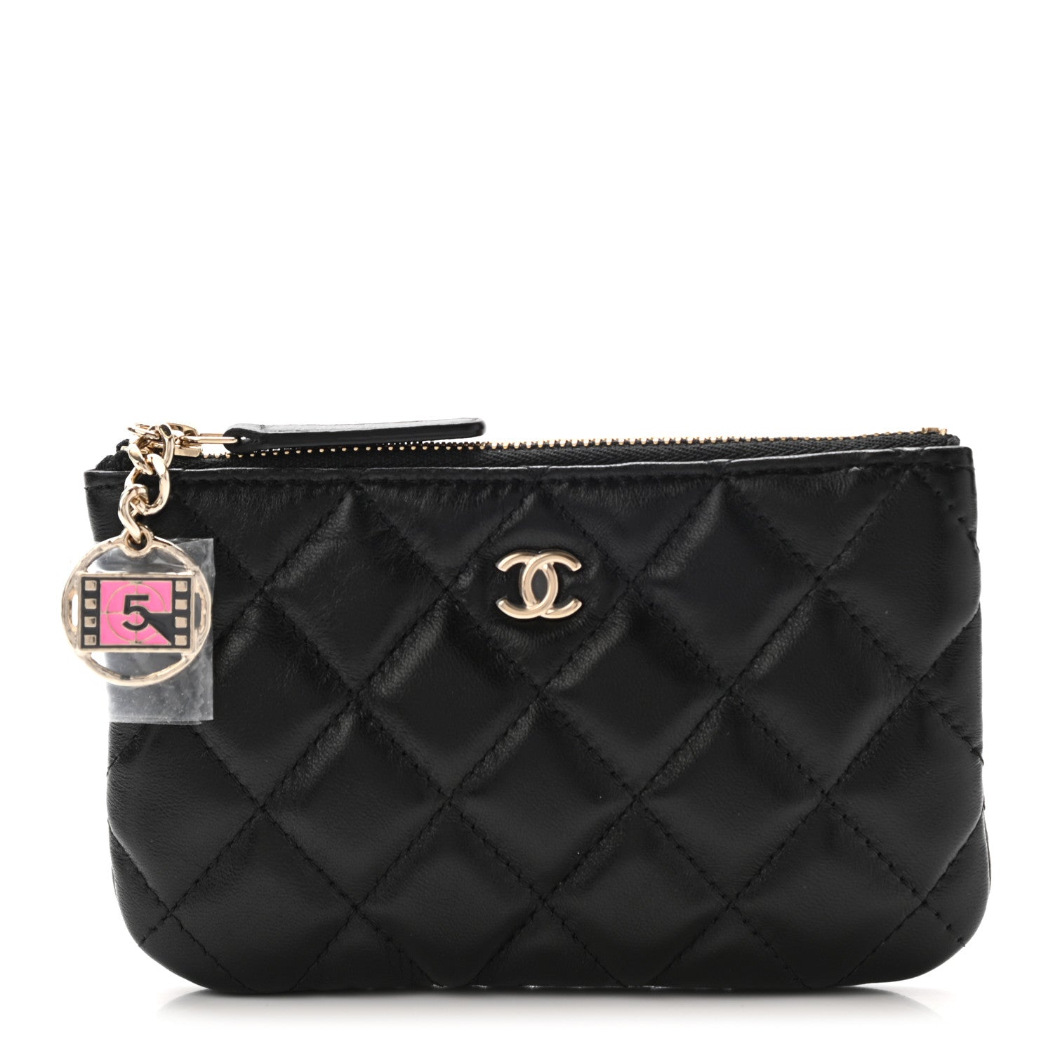 Chanel Lambskin Quilted Small No. 5 Cosmetic Case Black 1 of 9