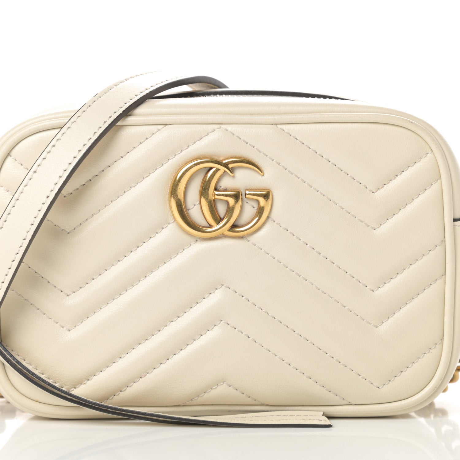 Gucci Calfskin Matelasse Mini GG Marmont Chain Shoulder Bag White 8 of 14