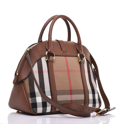 Burberry Derby Calfskin House Check Milverton Satchel Tan 3 of 9