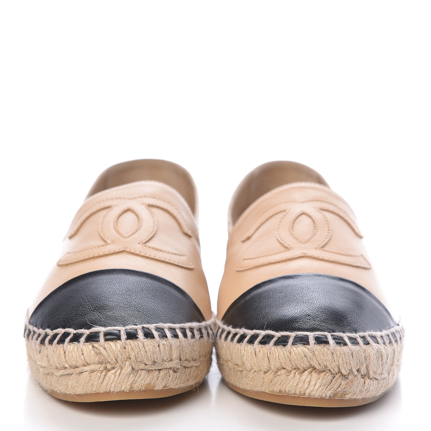 Chanel Lambskin CC Espadrilles 39 Beige Black 2 of 11