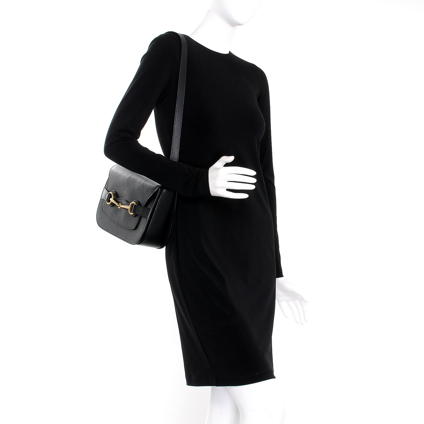 Textured Calfskin Bright Bit Flap Bag Nero Black