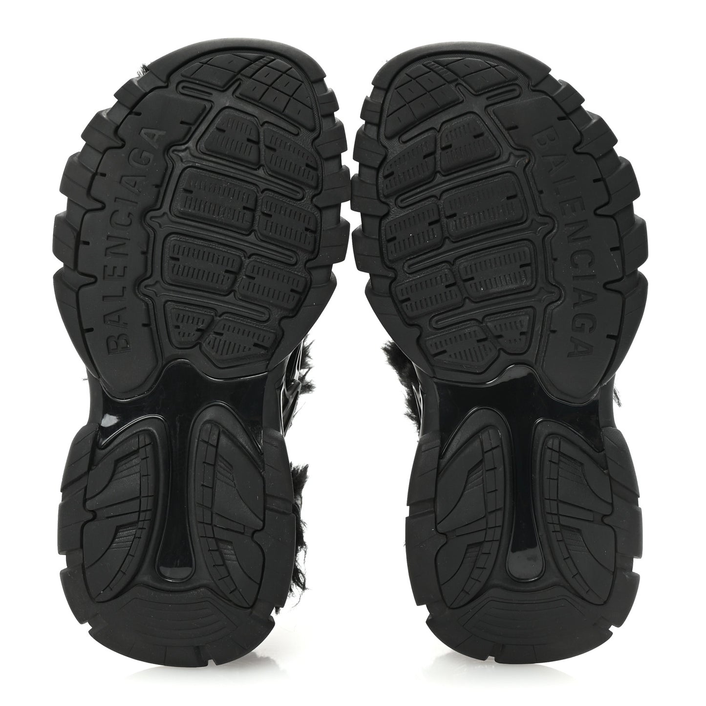 Faux Fur Rubber Mesh Womens Track Sandals 40 Black