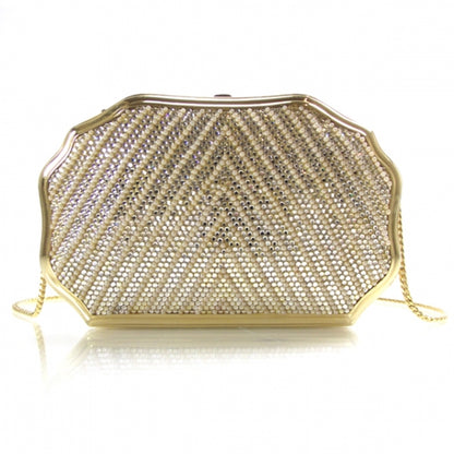 Judith Leiber Swarovski Crystal Pearl Minaudiere Clutch Gold 1 of 5