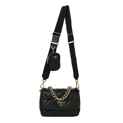Prada Nappa Re-Nylon Triangle Quilted Patchwork System Flap Shoulder Bag Black 1 of 24