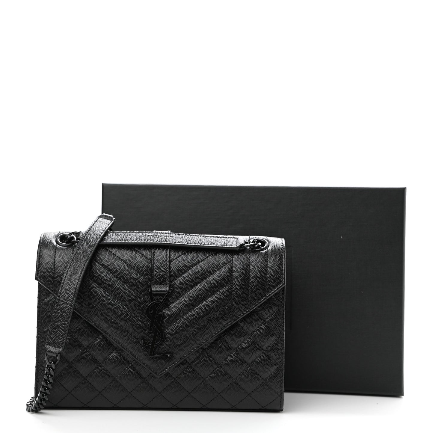 Grain De Poudre Textured Mixed Matelasse Triquilt Medium Monogram Satchel Black