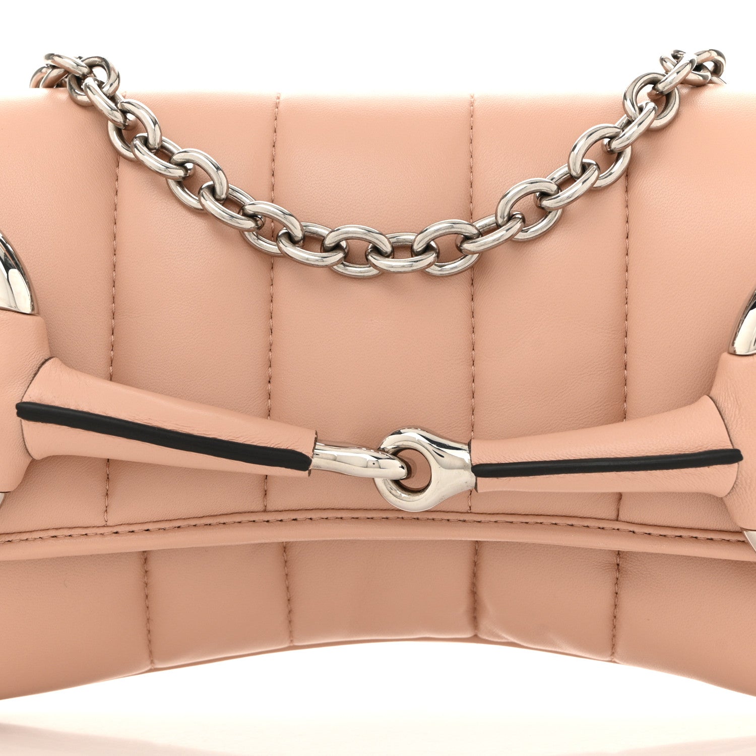 Gucci Nappa Vertical Matelasse Medium Maxi Horsebit Chain Shoulder Bag Pink Sand 8 of 11