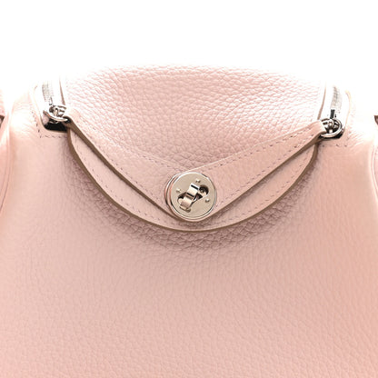 Hermes Taurillon Clemence Verso Mini Lindy 20 Mauve Pale Mushroom 8 of 12