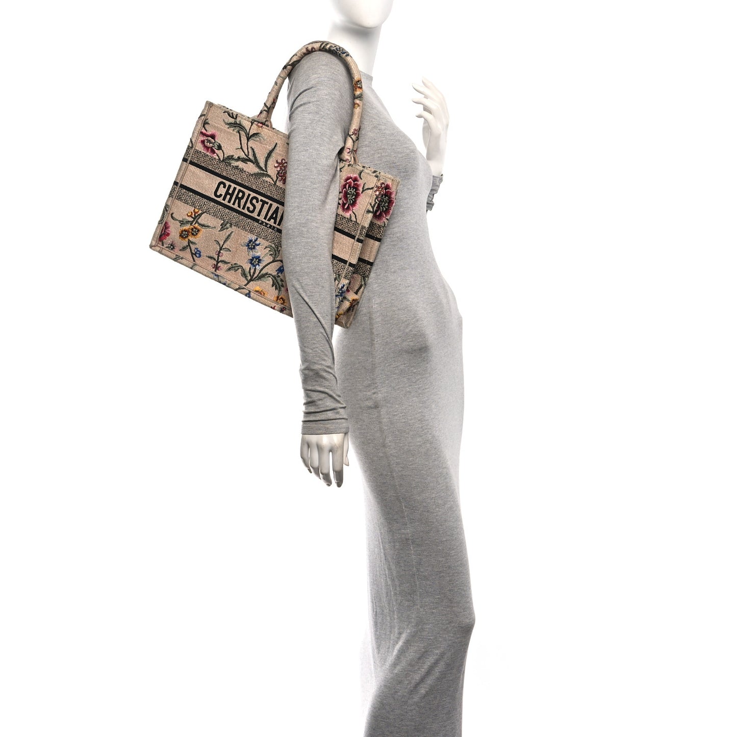 Raffia Embroidered Petites Fleurs Medium Book Tote Natural