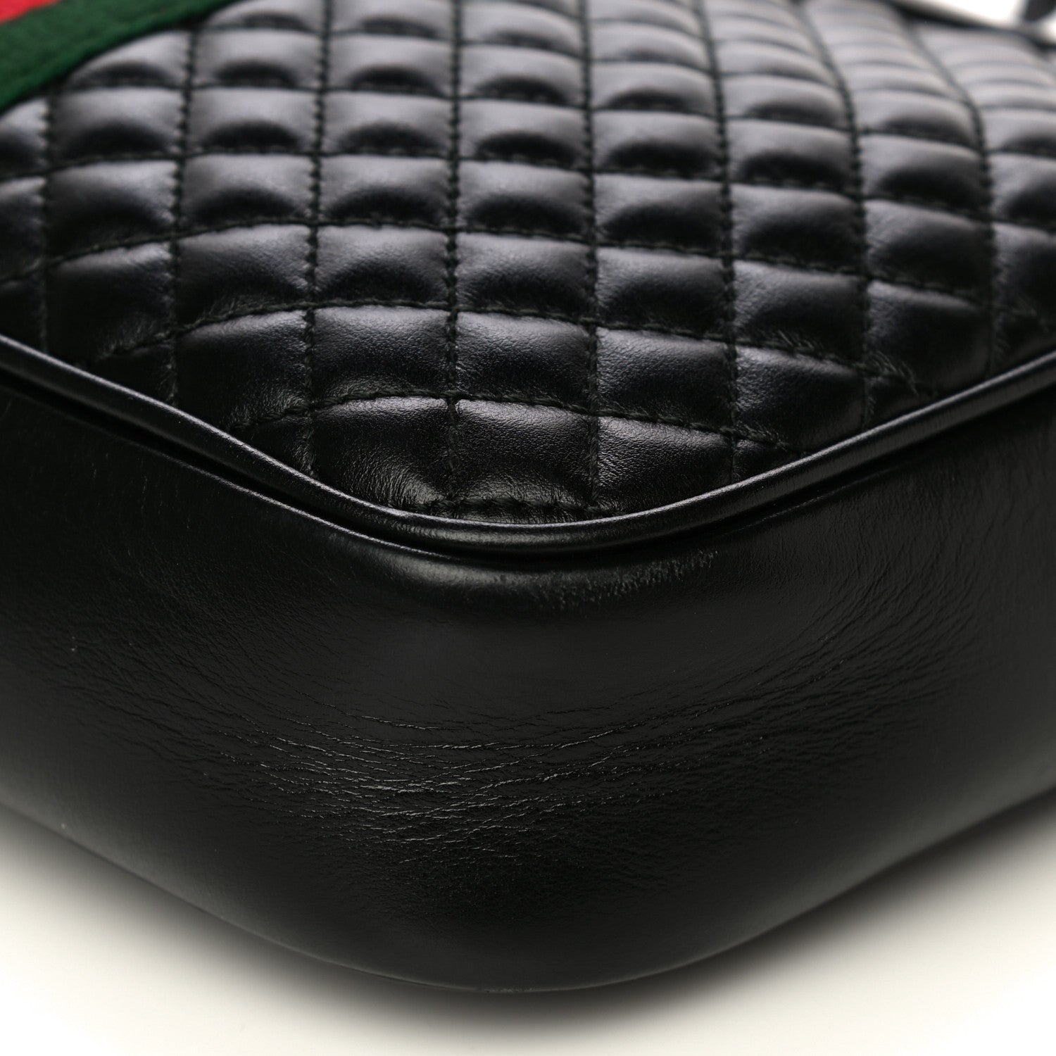 Gucci Calfskin Web Trapuntata Small GG Shoulder Bag Black 10 of 12