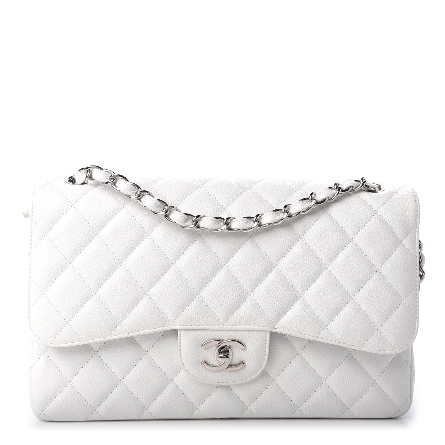 Chanel Caviar Quilted Jumbo Double Flap White 1 of 10