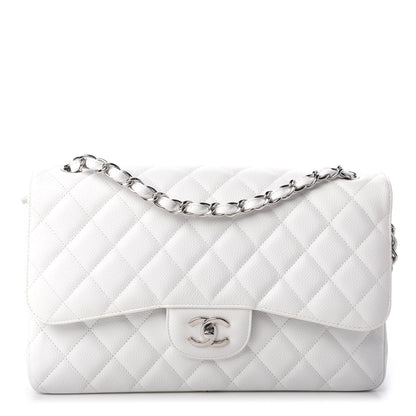 Chanel Caviar Quilted Jumbo Double Flap White 1 of 10