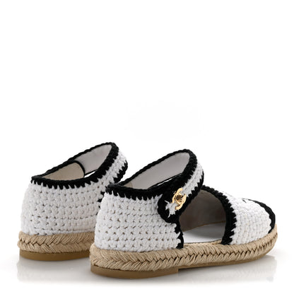 Chanel Braided Knit Cap Toe CC Ankle Strap Espadrilles 39 White Black 5 of 12