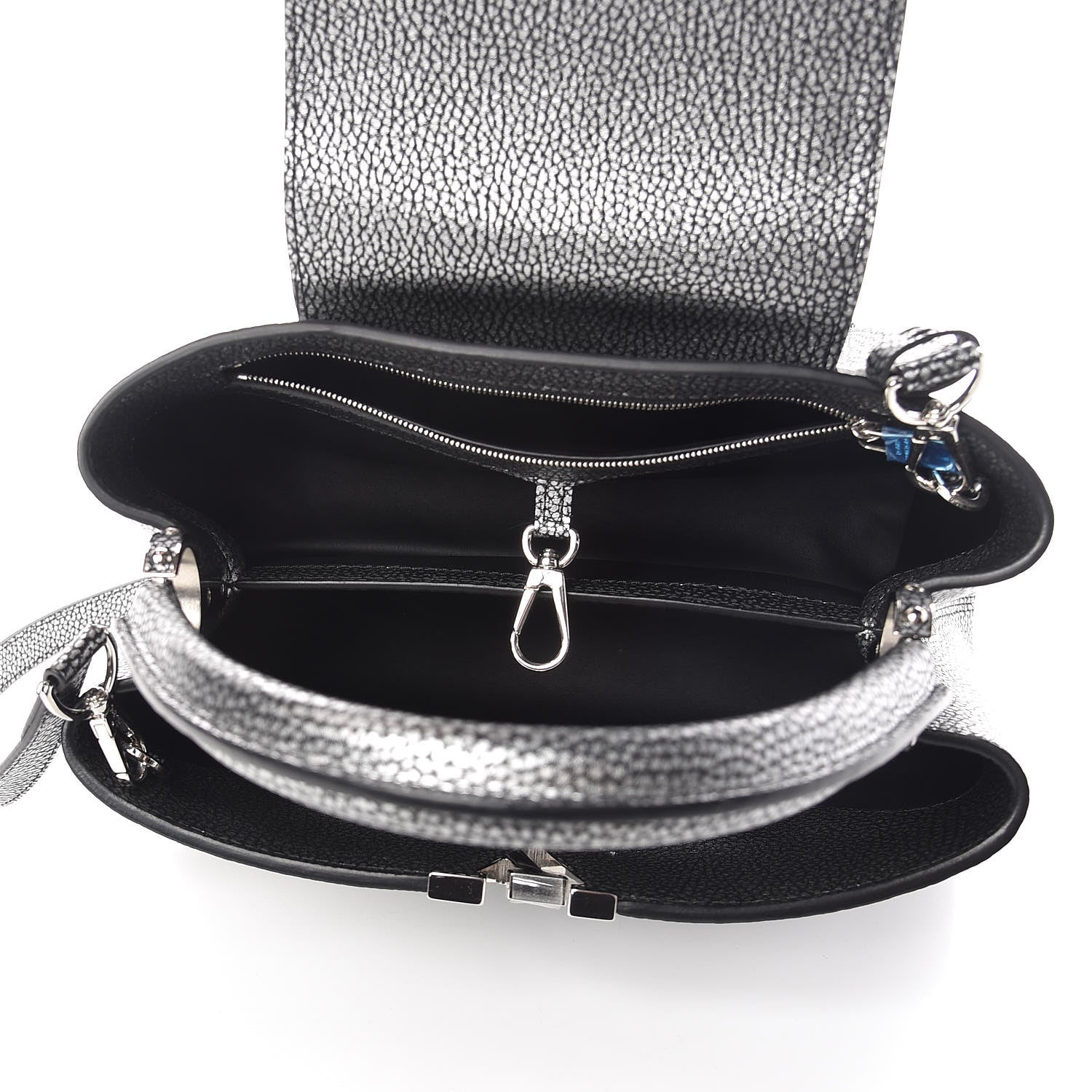 Louis Vuitton Metallic Taurillon Capucines PM Silver Black 5 of 11