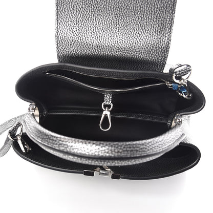 Louis Vuitton Metallic Taurillon Capucines PM Silver Black 5 of 11