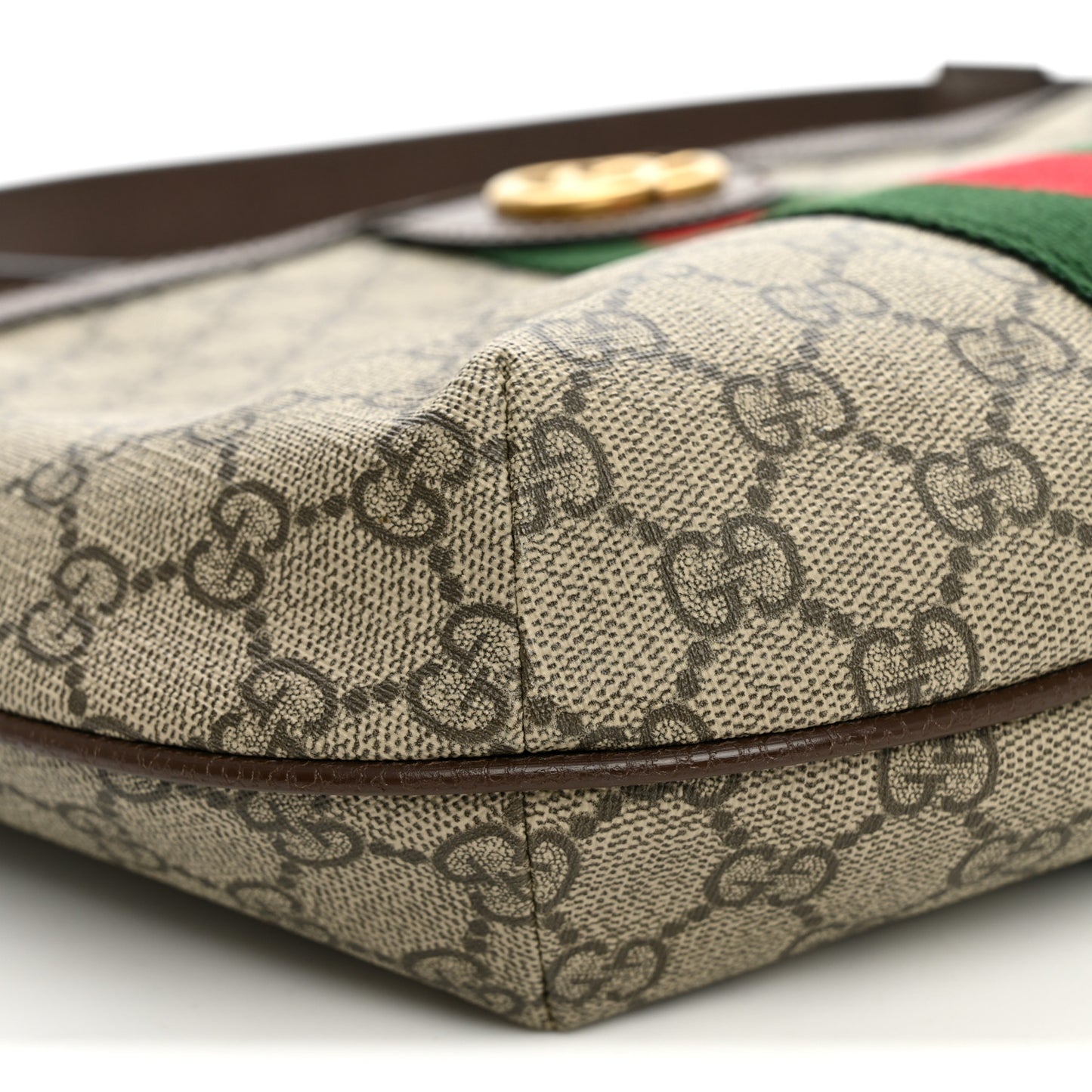 GG Supreme Monogram Web Small Ophidia Half Moon Hobo Brown