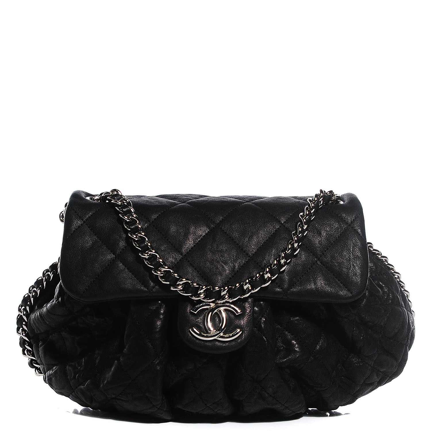 Chanel Washed Lambskin Quilted Medium Chain Around Messenger Black 1 of 8