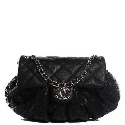 Chanel Washed Lambskin Quilted Medium Chain Around Messenger Black 1 of 8