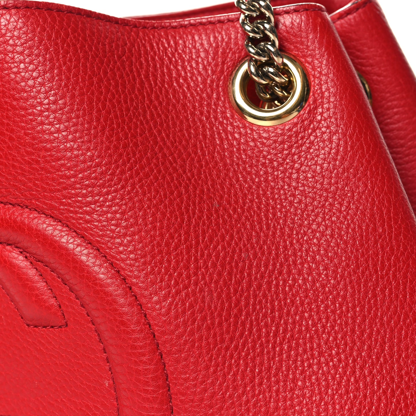 Pebbled Calfskin Medium Soho Chain Shoulder Bag Tabasco Red