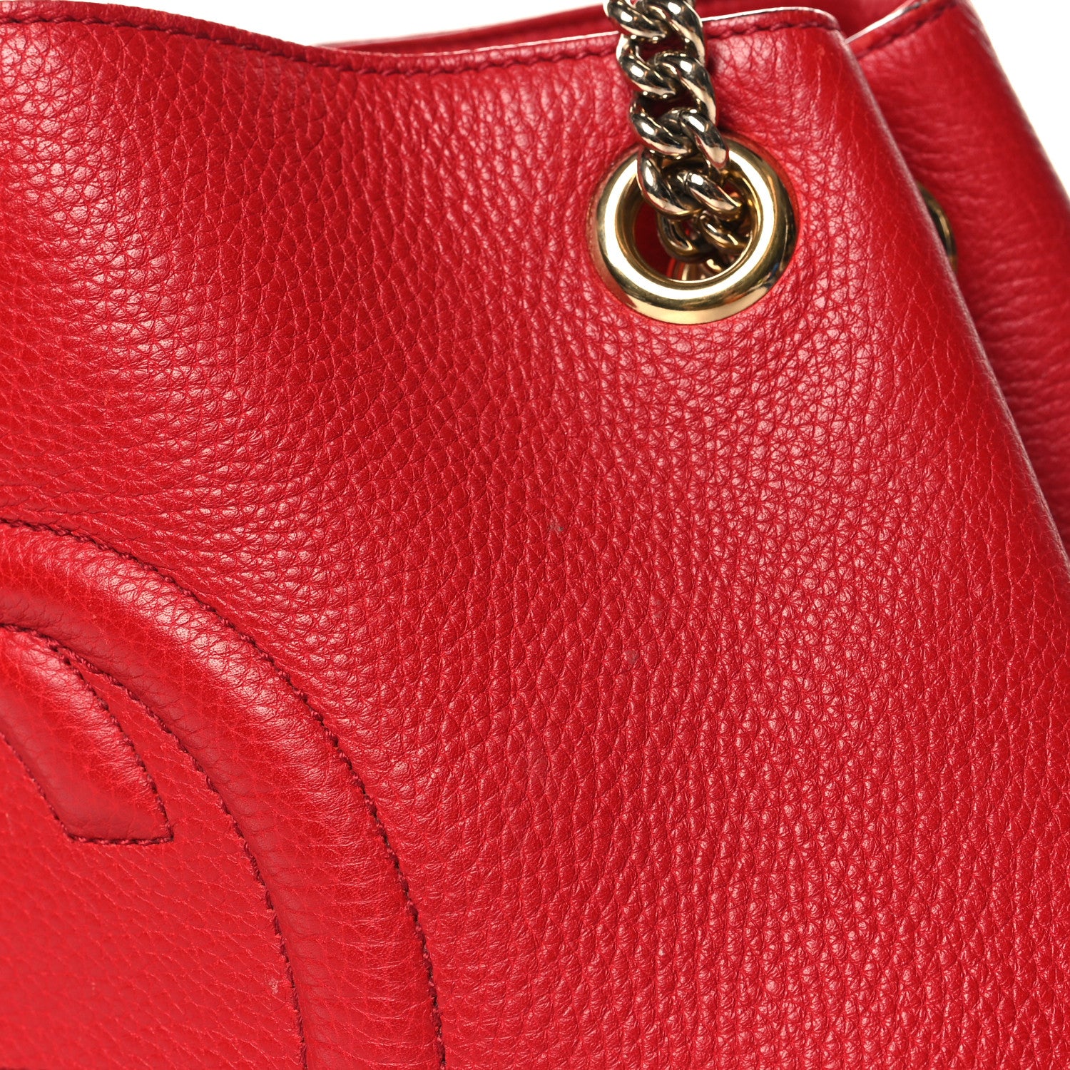 Gucci Pebbled Calfskin Medium Soho Chain Shoulder Bag Tabasco Red 13 of 13