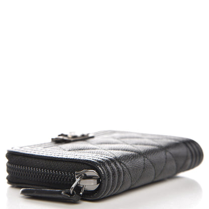 Chanel Caviar Quilted Boy Zip Around Coin Purse Wallet Black 4 of 8