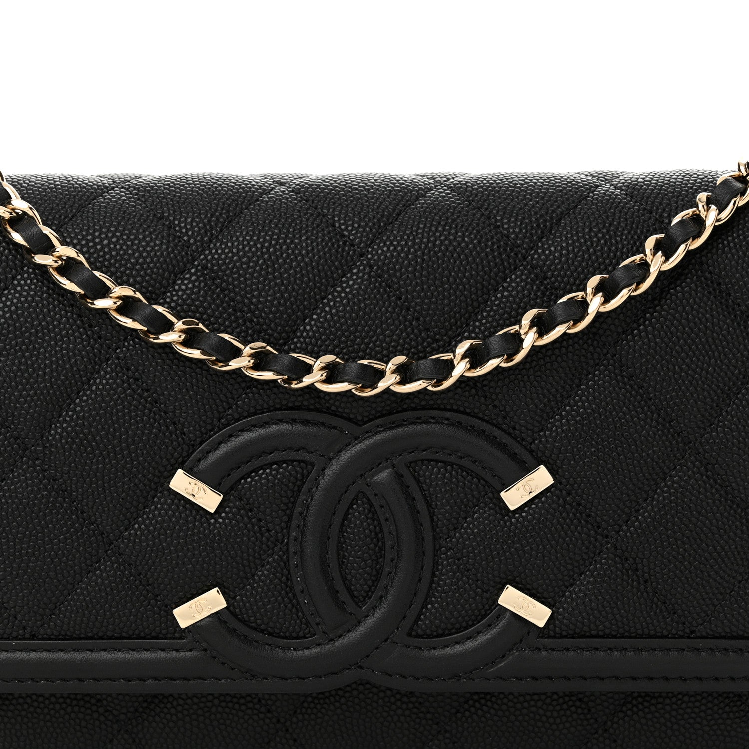 Chanel Caviar Quilted CC Filigree Wallet On Chain WOC Black 9 of 13