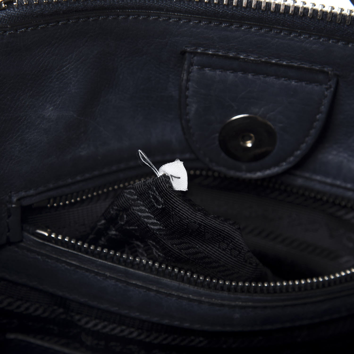 Prada Glace Calf Small Twin Pocket Tote Black 7 of 14