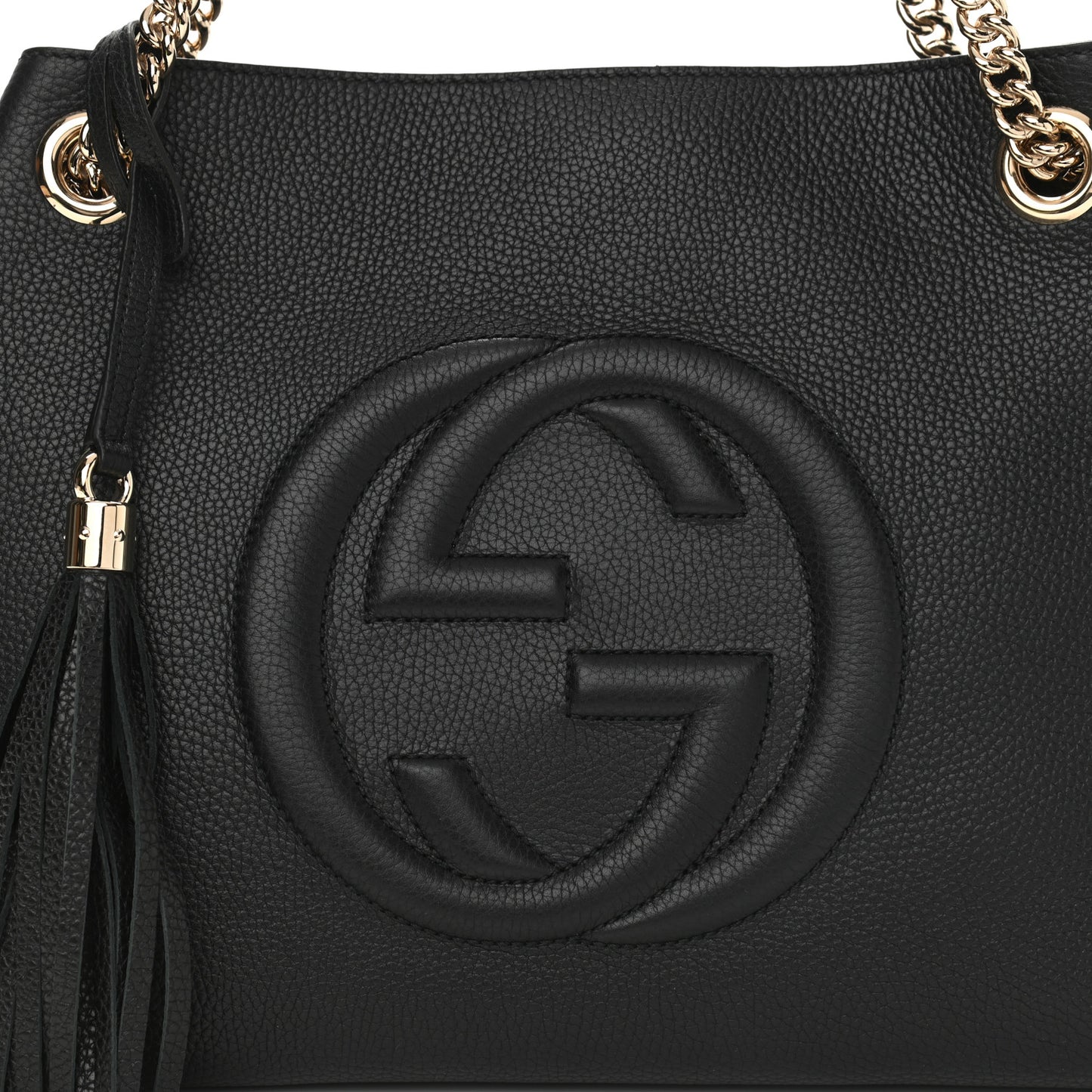 Pebbled Calfskin Medium Soho Chain Shoulder Bag Black