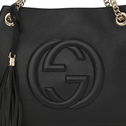 Gucci Pebbled Calfskin Medium Soho Chain Shoulder Bag Black 7 of 9