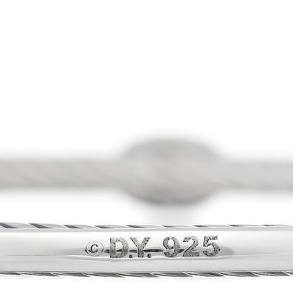 David Yurman Sterling Silver Diamond 3mm Oval Cable Bangle Bracelet 3 of 3