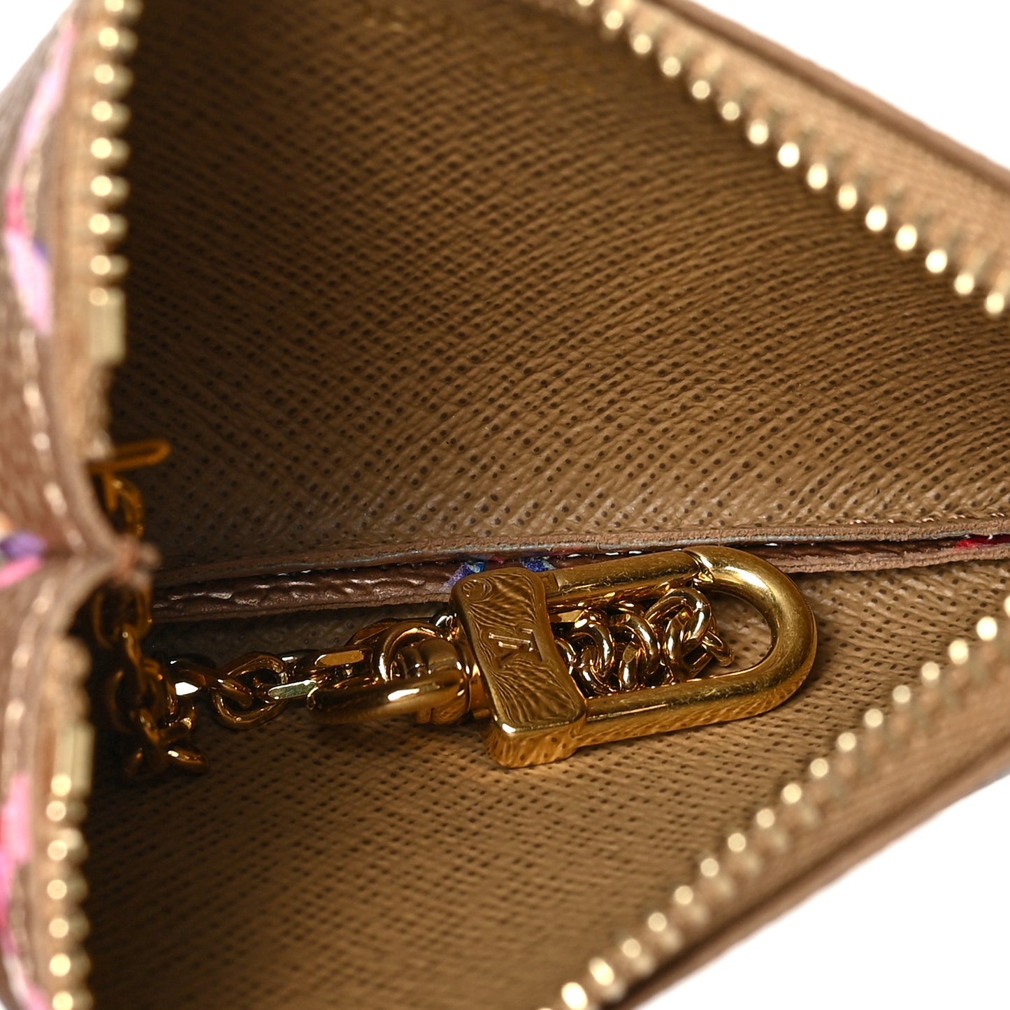Metallic Monogram LV Garden Key Pouch Gold