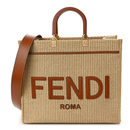 Fendi Straw Vitello King Plexiglass Woven Medium Fendi Sunshine Shopper Tote 1 of 11