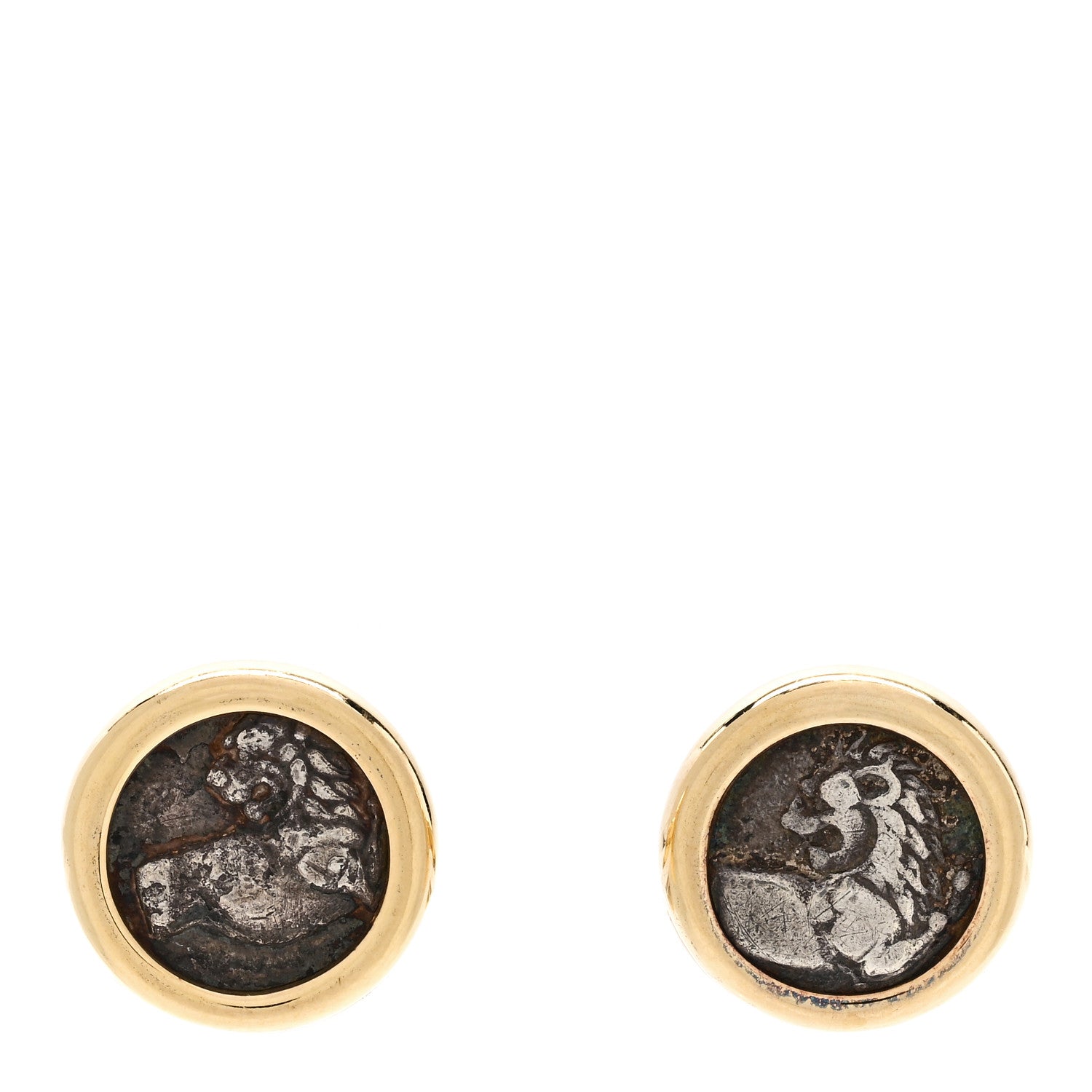 Bulgari 18K Yellow Gold Ancient Coin Cufflinks 1 of 6