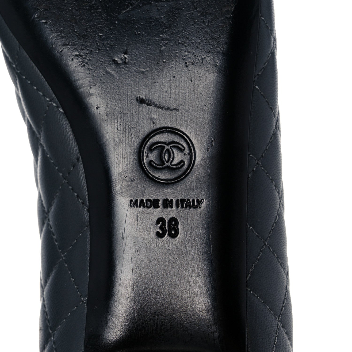 Chanel Lambskin Quilted Cap Toe CC Ballerina Flats 38 Charcoal Black 6 of 11