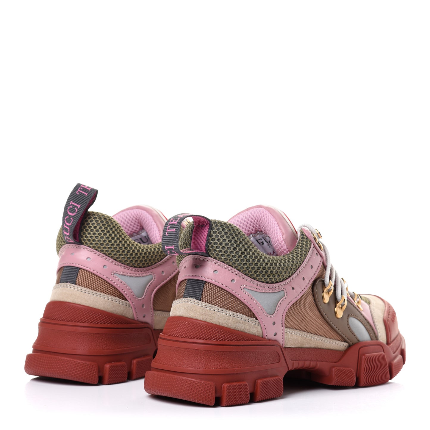 X SEGA Mesh Canvas Calfskin Womens Flashtrek Sneakers 36.5 Military Oatmeal Carmine Rose Ardesia